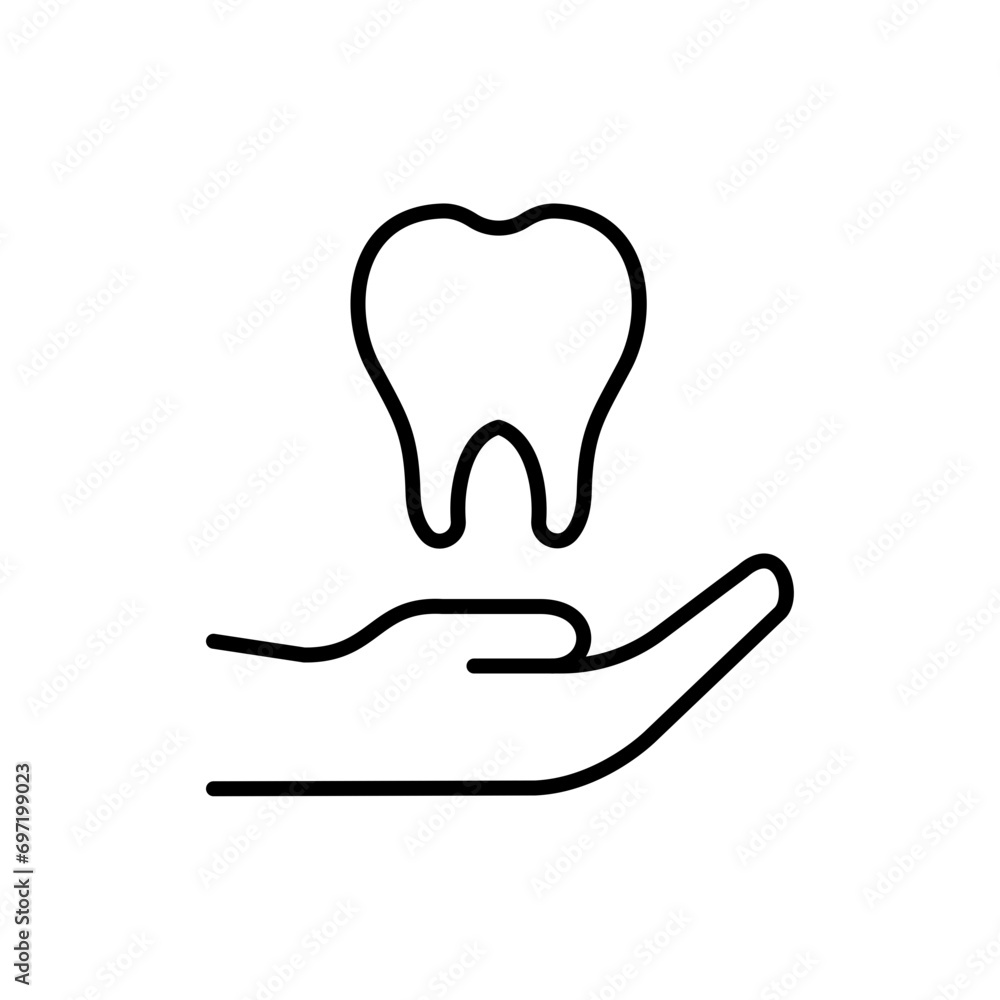 Obraz premium Dental care icons, dentist minimalist vector illustration ,simple transparent graphic element .Isolated on white background