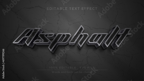 Black chrome text effect. Black asphalt 3d mockup template