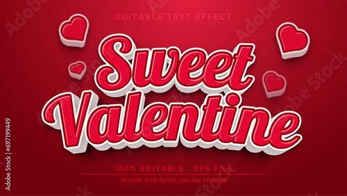 Sweet valentine text effect. Happy valentine text effect mockup