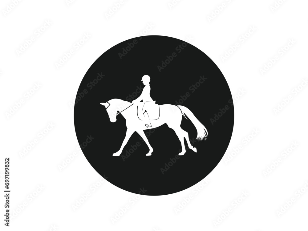 Fototapeta premium horseman vector logo, black and white circle design, eps 10.