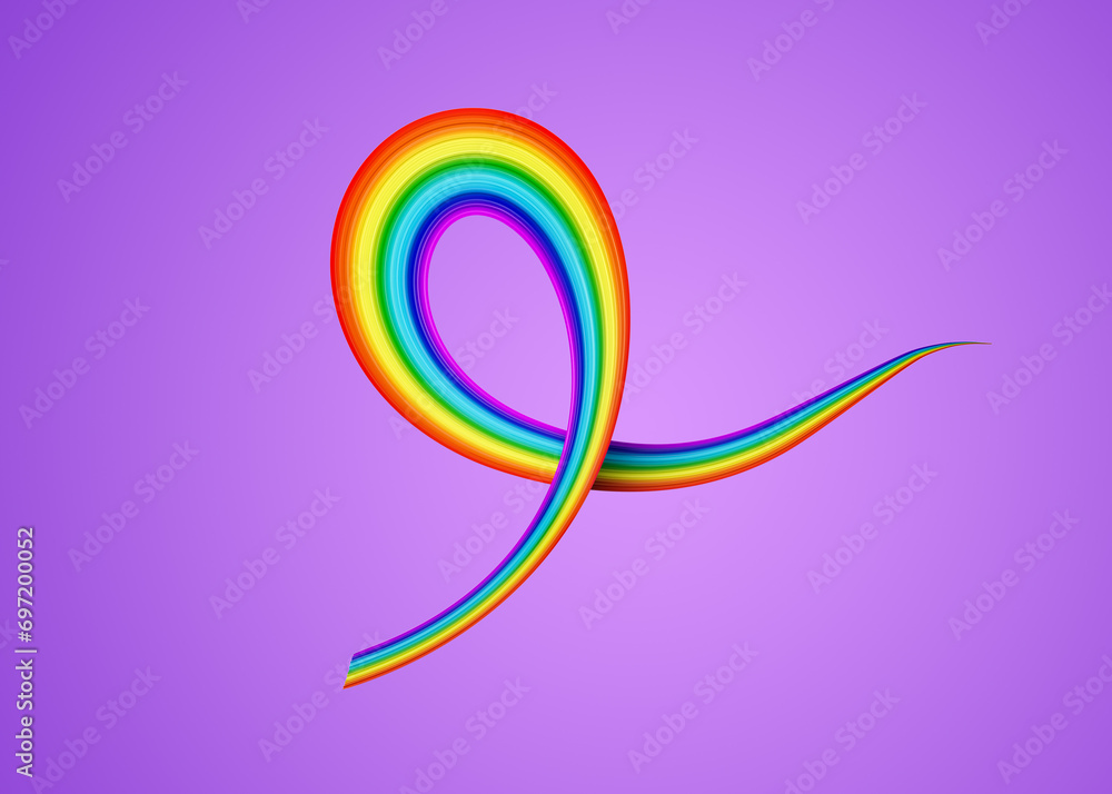 3d Flag Of Rainbow Shiny Wavy Awareness Ribbon flag On Dark Pastel Purple Background 3d Illustration 3d Flag Of Rainbow Shiny Wavy Awareness Ribbon flag On Dark Pastel Purple Background 3d Illustration