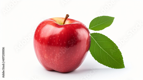 Fresh apple with leaf isolated on white background