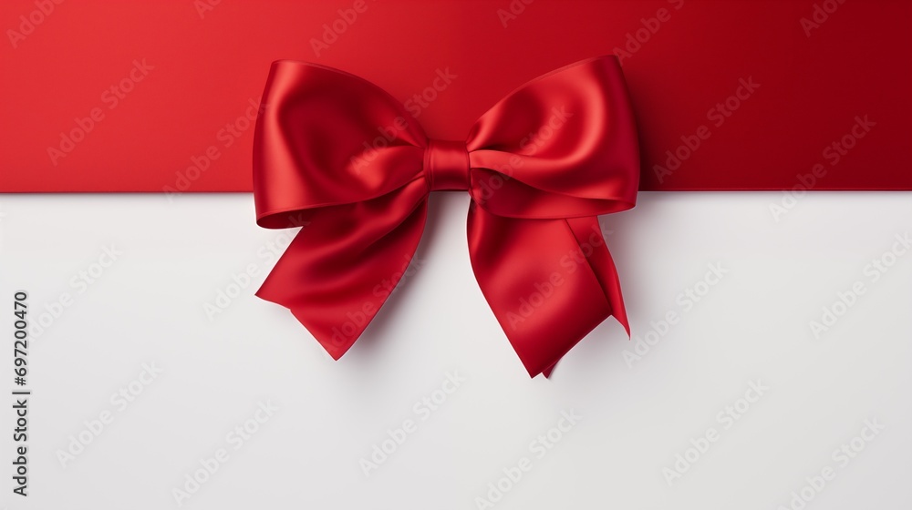 Crimson Bow: Symbol of Love on Pristine White Canvas Crimson Bow: Symbol of Love on Pristine White Canvas