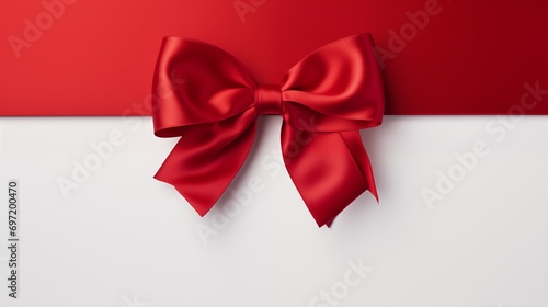 Crimson Bow: Symbol of Love on Pristine White Canvas