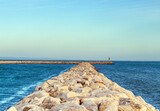 The Stone Bench Walkway in the Sea at Rades Port, Tunisia