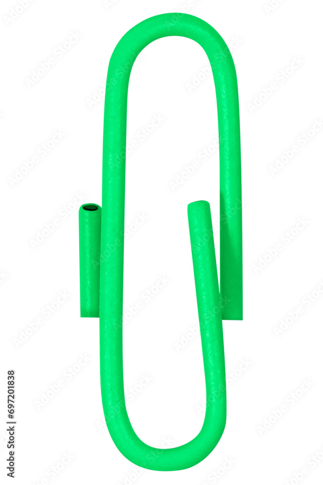 Green paper clip on a blank background. Green paper clip on a blank background.