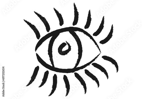 Icono negro de ojo hecho con trazado de lápiz. 