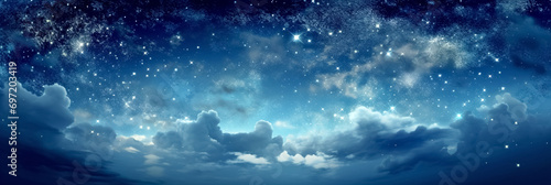 Starry Sky. Panorama of the Night Starry Sky, Beauty in Nature.