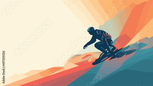  double exposure person with extreme sports style shadowy stillness. Vector illustration 