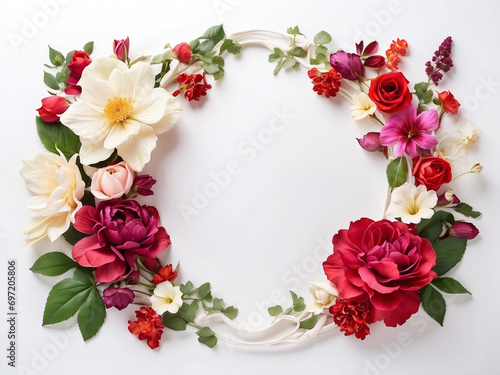 Beautiful flower frame on white background