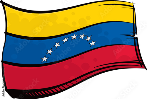 Painted Venezuela flag waving in wind