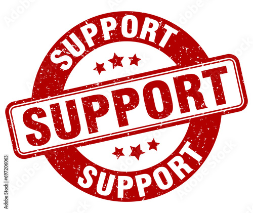 support stamp. support label. round grunge sign