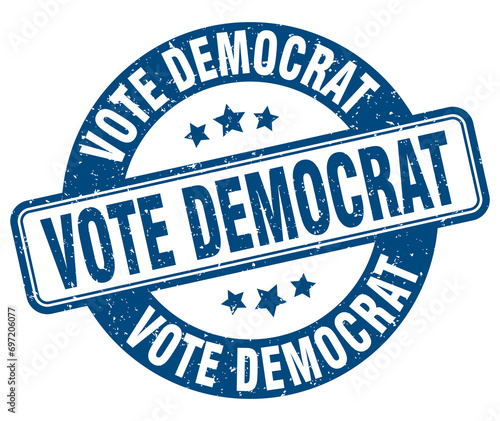 vote democrat stamp. vote democrat label. round grunge sign