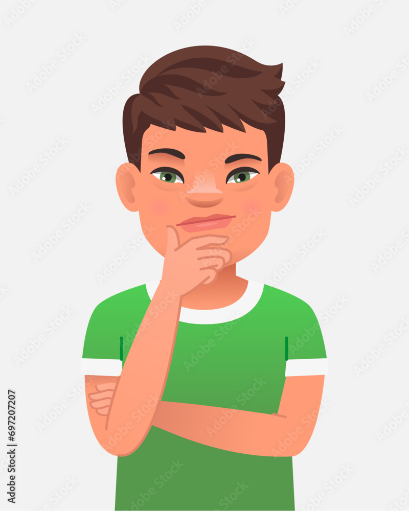 A boy with the genetic disease Down Syndrome is standing and thinking about something. The sunny child. A boy with the genetic disease Down Syndrome is standing and thinking about something. The sunny child.