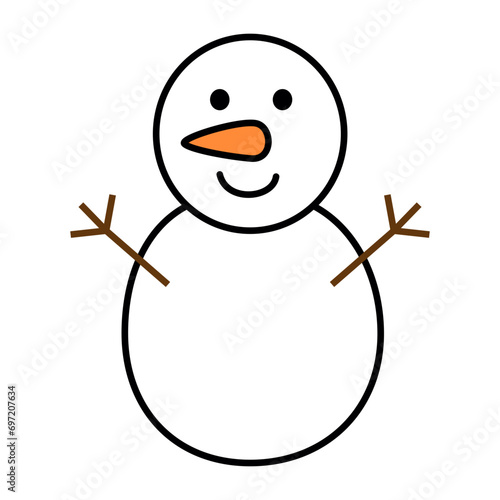 Snowman. Cartoon. Vector and illustration