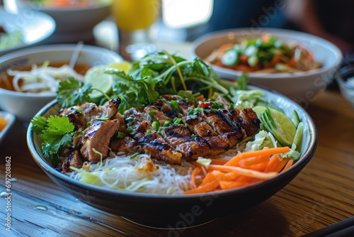 Grilled Pork Paradise: Dive Into the Irresistible Flavor Fusion of Bun Thit Nuong, Where Tender Pork Meets Fragrant Vermicelli in Vietnamese Cuisine photo