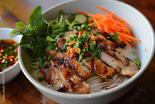 Grilled Pork Paradise: Dive Into the Irresistible Flavor Fusion of Bun Thit Nuong, Where Tender Pork Meets Fragrant Vermicelli in Vietnamese Cuisine