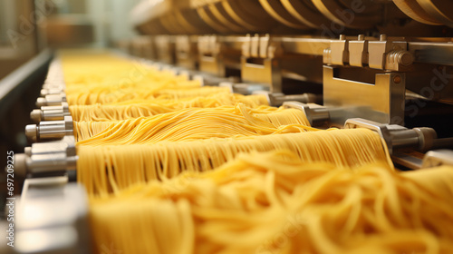 Pasta producing process conveyor belt with raw pasta