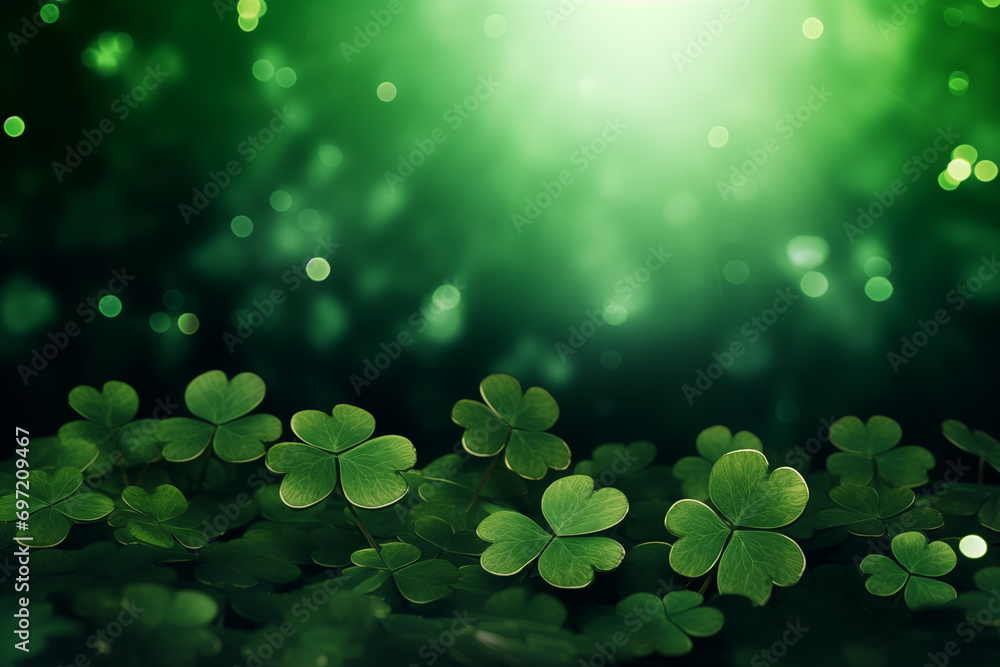 AI Generated Image. St. Patricks Day Holiday Celebration background with shamrocks AI Generated Image. St. Patricks Day Holiday Celebration background with shamrocks