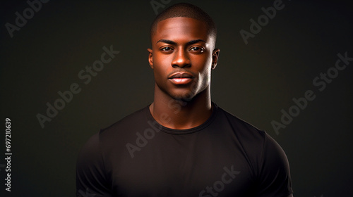 Black man face portrait on isolated background - ai generative photo