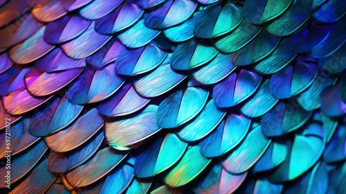 A macro shot of the colorful scales of a butterfly wing