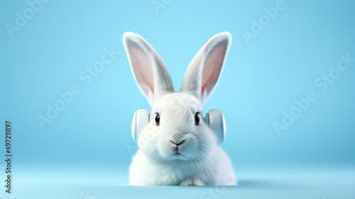 white rabbit on blue background © Ghulam Nabi