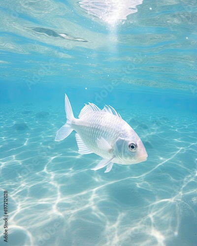 Realistic fish swimming in the ocean underwater
