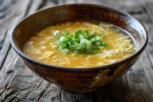 Nourishing Elegance: Egg Drop Soup, a Chinese Culinary Gem, Features a Silky Broth, Softly Poached Eggs, and Traditional Flavors for a Comforting Bowl That Celebrates the Art of Homemade Cooking.**


