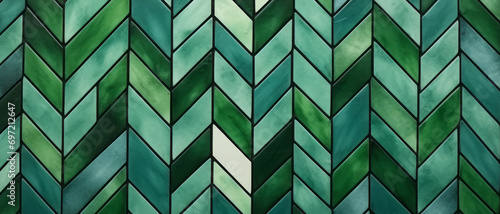 Fondo de azulejos estilo mosaico con baldosas de colores verdes. photo