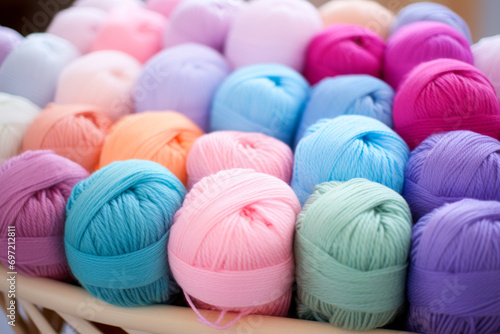 Fondo de ovillos de lana de colores. photo