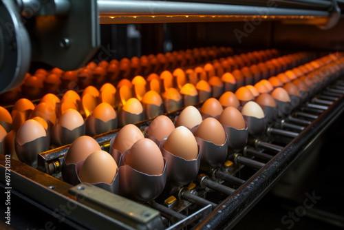 Cinta de transporte de huevos en control de calidad.