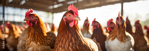 Stampa su tela chickens in a farm