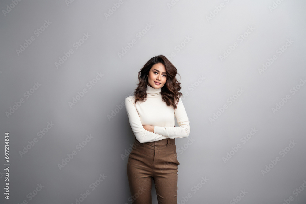 Fototapeta premium young indian stylish woman wearing turtleneck sweater