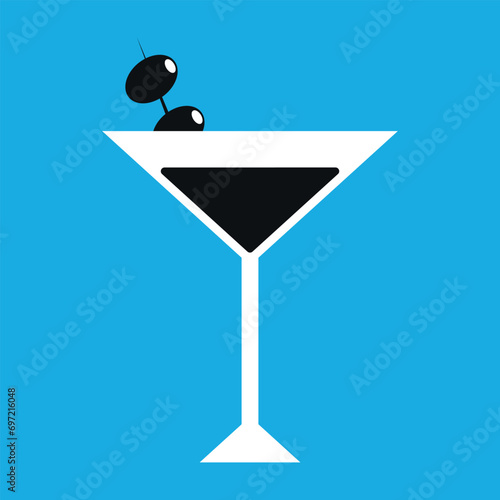 A cocktail . Drinks on the biue background. Vector