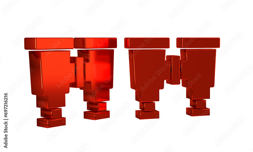 Fototapeta premium Red Binoculars icon isolated on transparent background. Find software sign. Spy equipment symbol.