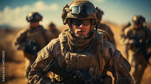 A male soldier prepares for an attack