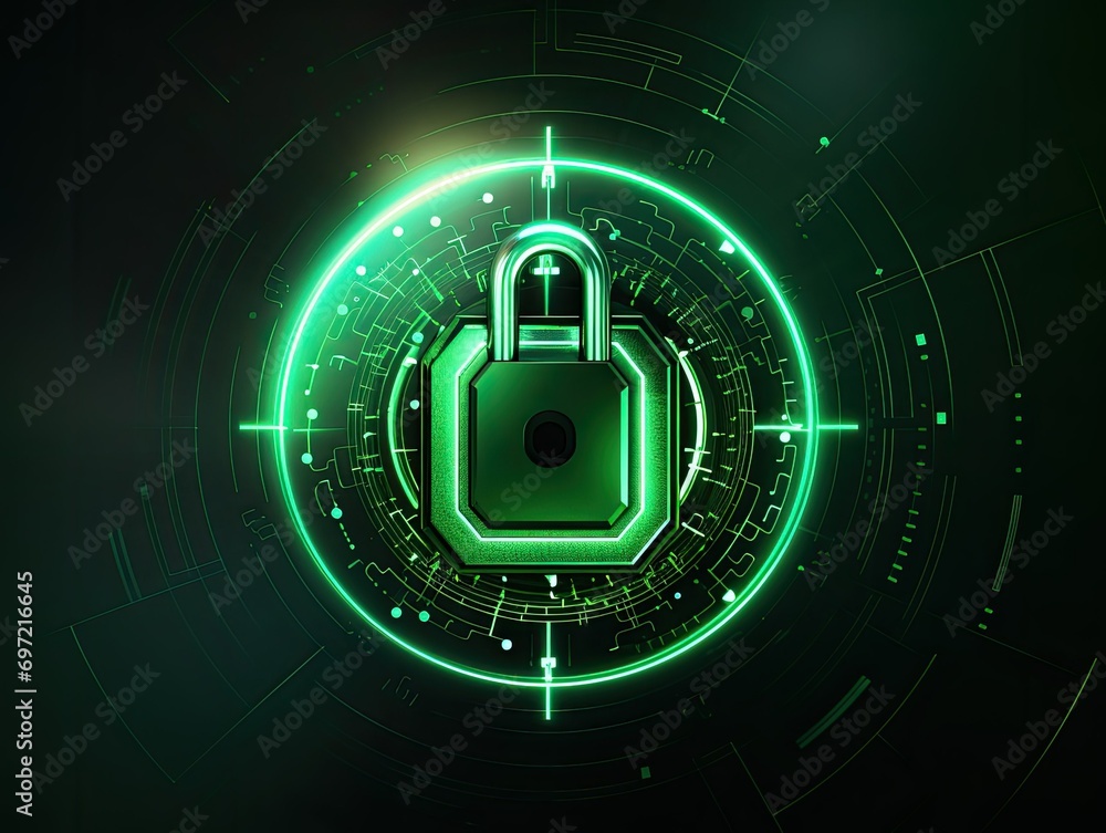 Cyber security protection. Green padlock, digital safety in cyberspace. Access to data, protect and secure. Cyber security protection. Green padlock, digital safety in cyberspace. Access to data, protect and secure.