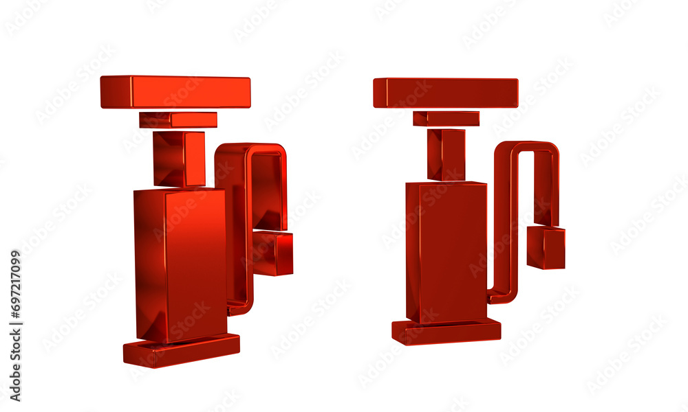 Red Bicycle air pump icon isolated on transparent background.