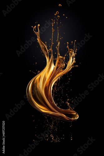 Gold Liquid Splashing on Black Background