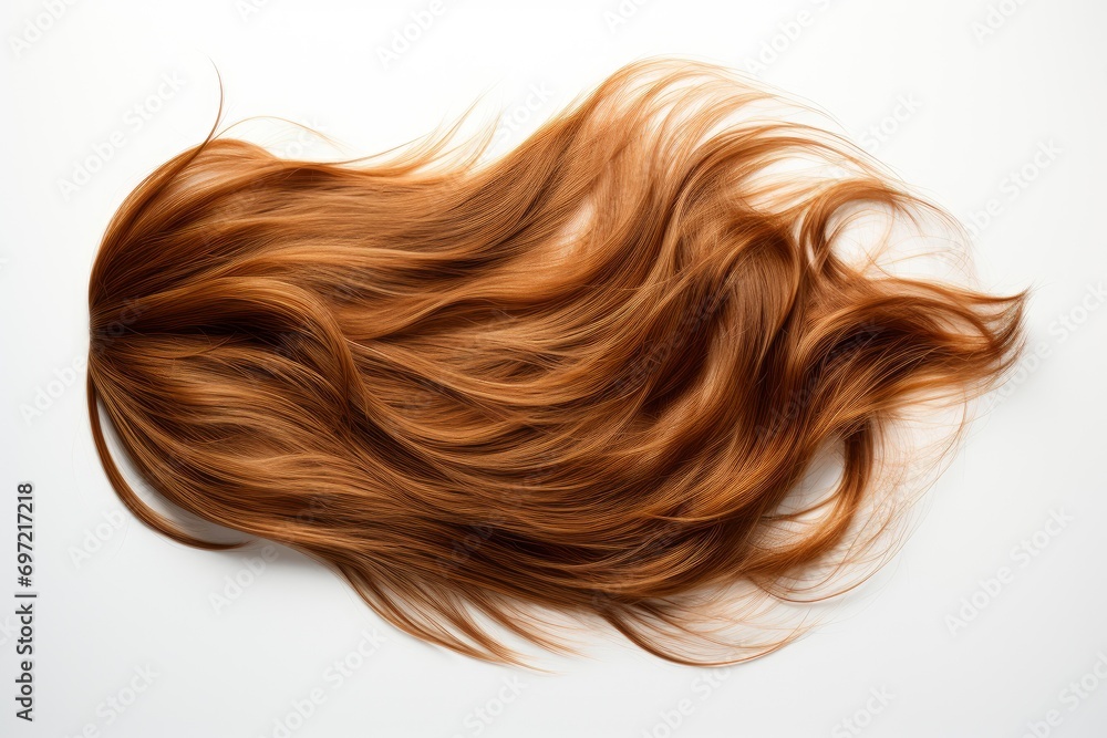 Fototapeta premium Close-Up of Long Red Hair on White Background