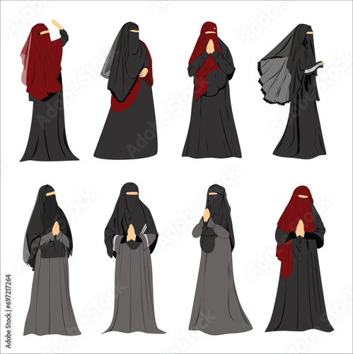 Muslimah Wearing Niqab and Long dress photo