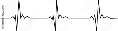 Emergency ekg monitoring. Vector Illustration. Black glowing heart pulse. Heart beat. Electrocardiogram