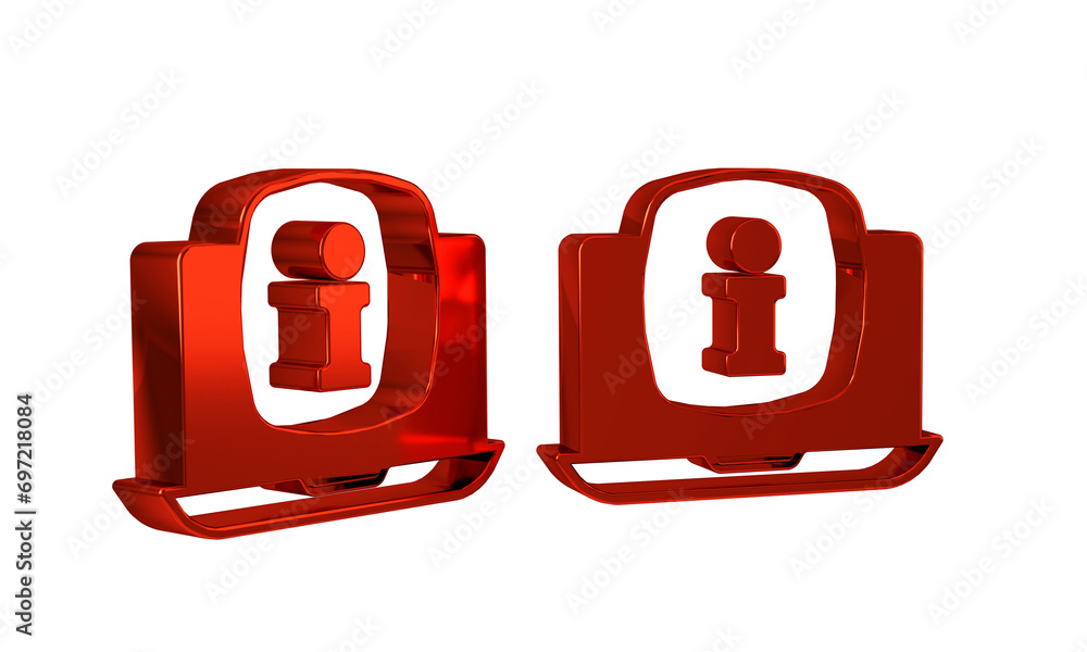Red Laptop with information icon isolated on transparent background. Red Laptop with information icon isolated on transparent background.