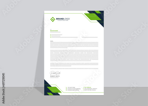 Modern letterhead, corporate official letter, creative abstract professional newsletter, editable vector template design