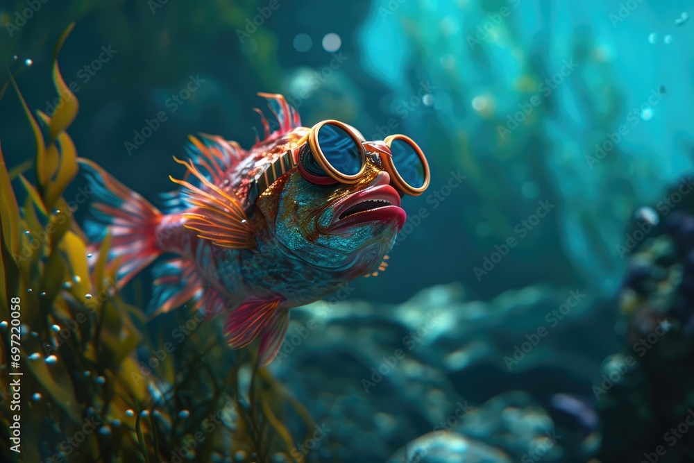 Nature's Aquatic Ballet: Witness the Sublime Beauty of the Ocean Depths in this Image Featuring a Fish Bedecked in Vivid Hues Amidst a Lush Coral Wonderland.
Nature's Aquatic Ballet: Witness the Sublime Beauty of the Ocean Depths in this Image Featuring a Fish Bedecked in Vivid Hues Amidst a Lush Coral Wonderland.