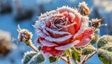 rose flower covered with frost