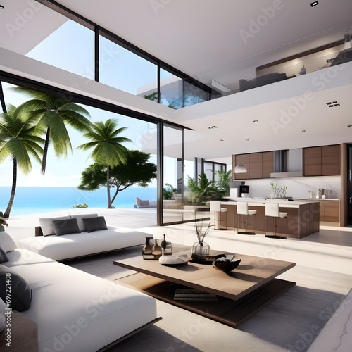 modern living room with pool © Kyungho Hong