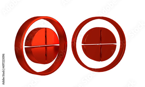 Red Earth globe icon isolated on transparent background. World or Earth sign. Global internet symbol. Geometric shapes.