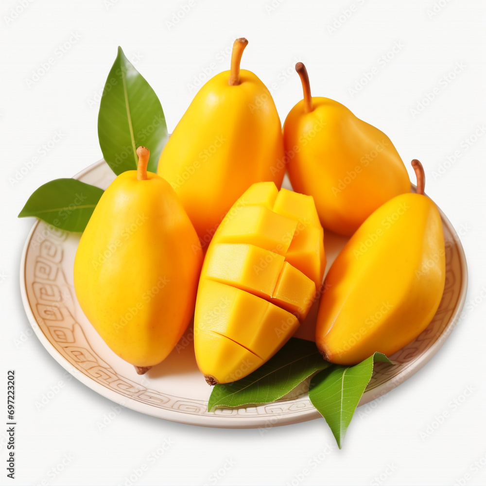 Delicious Plate of Mangos fruits Isolated on a Transparent Background created with Generative Ai Delicious Plate of Mangos fruits Isolated on a Transparent Background created with Generative Ai