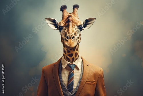 Giraffe in clothes. photo